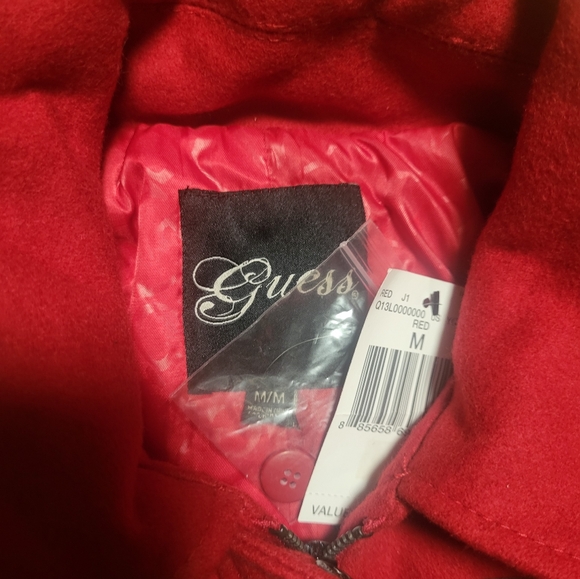PEA COAT W/HOOD WOMENS GUESS BRAND NEW W/TAGS RED MEDIUM - Picture 6 of 7